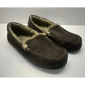 American Eagle Brown Suede Leather Slip on‎ Moc Hard Bottom Slipper Men's 8